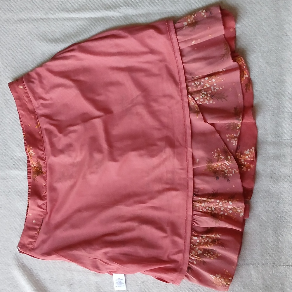 LC Lauren Conrad Pink‎ Floral Ruffle Mini Skirt Sz L - Picture 6 of 9
